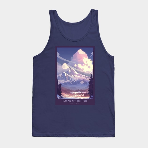 Olympic National Park Travel Poster Tank Top by GreenMary Design